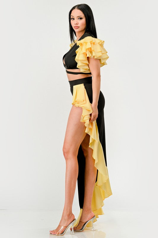 Sunset Ruffle Glamour Gown