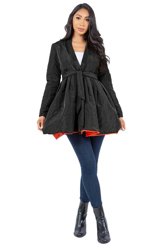 WOMEN FASHION PUFFER JACKET DRESS OUTERWEAR