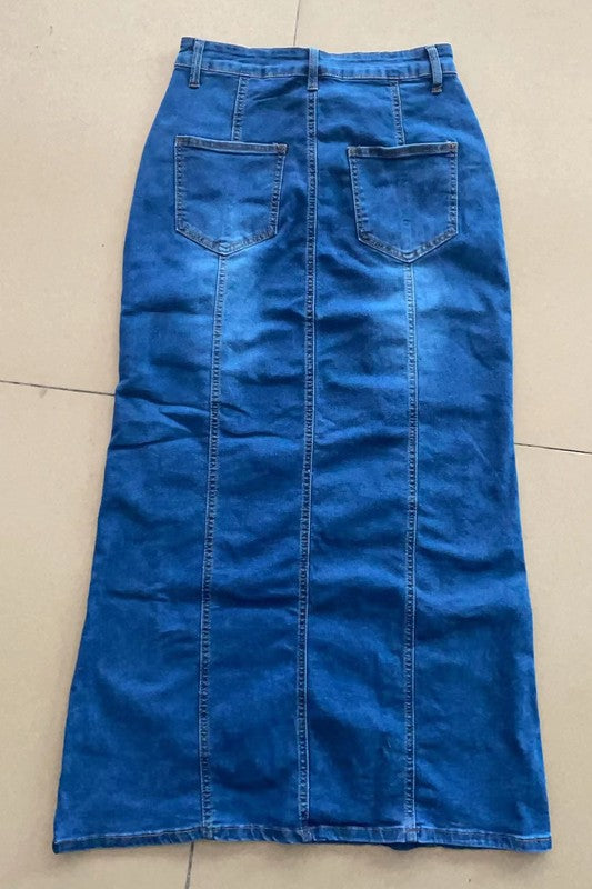 WOMEN FASHION DENIM MAXI SKIRTS